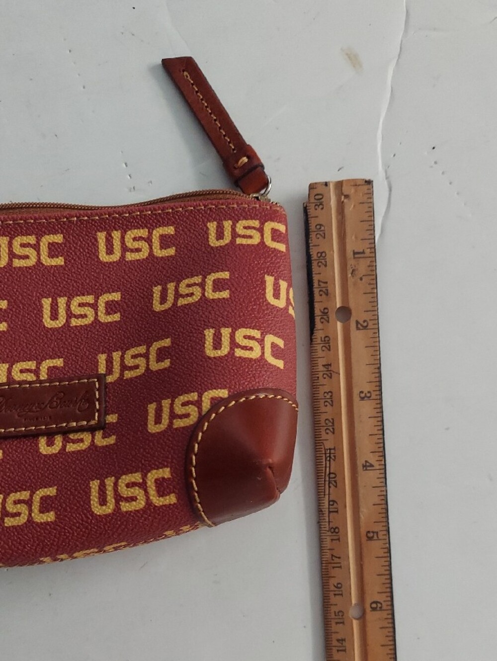 Dooney & Bourke Maroon and Gold USC Logo Zip Pouch - Picture 8 of 8